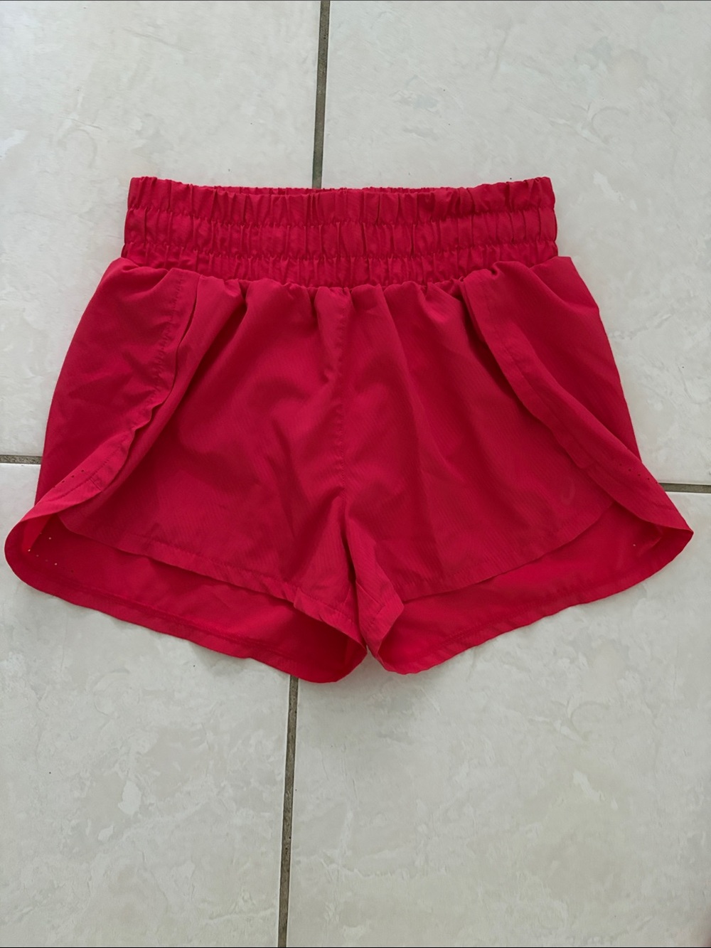 Asics Women's Bright Red Athletic Shorts with Elastic Waist